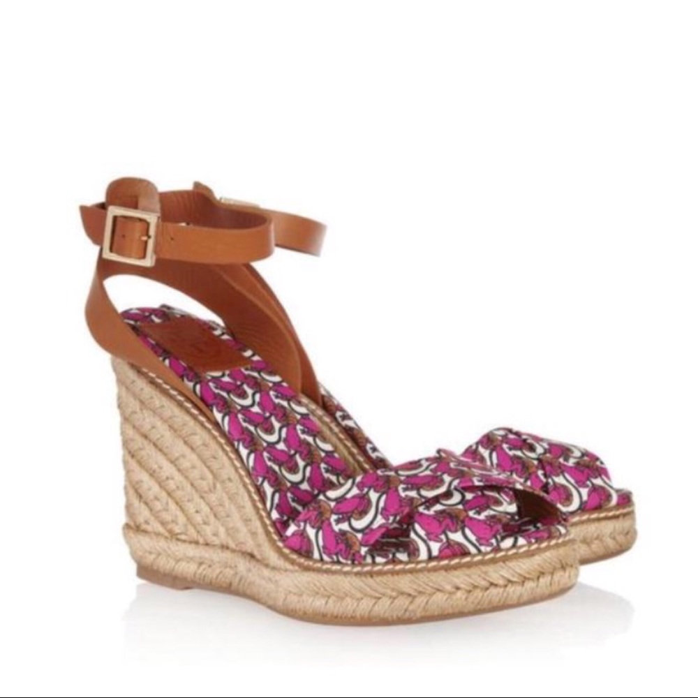 New Tory Burch Lily Pad Wedge Espadrilles Sandals